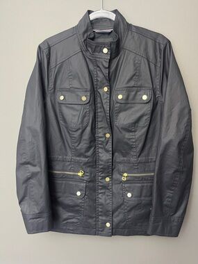 Tommy Hilfiger Women’s Navy Utility Rain Jacket with Gold Hardware - Size XL